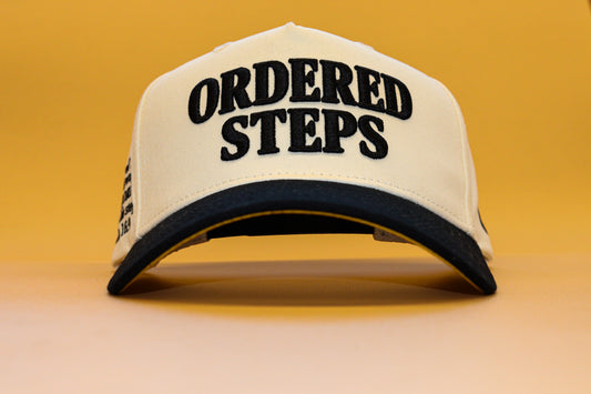 Ordered Steps 5-Panel Hat - Cream/Black