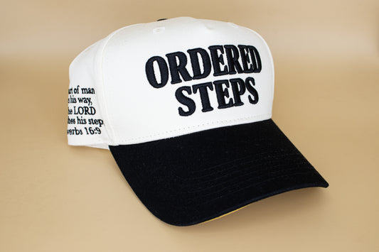Ordered Steps 5-Panel Hat - Cream/Black