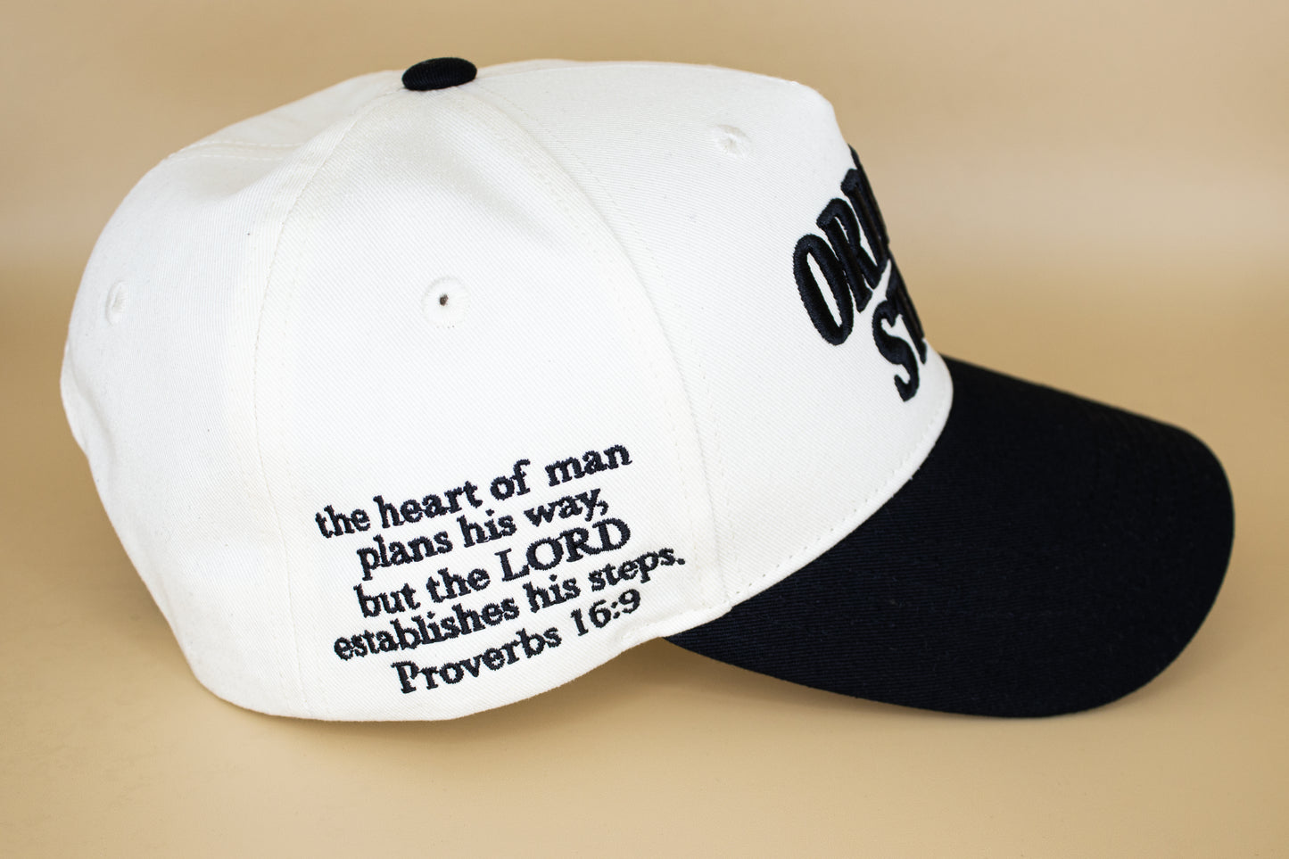 Ordered Steps 5-Panel Hat - Cream/Black