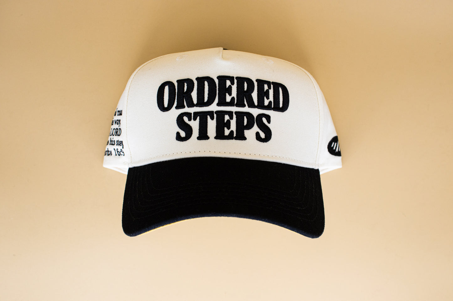 Ordered Steps 5-Panel Hat - Cream/Black